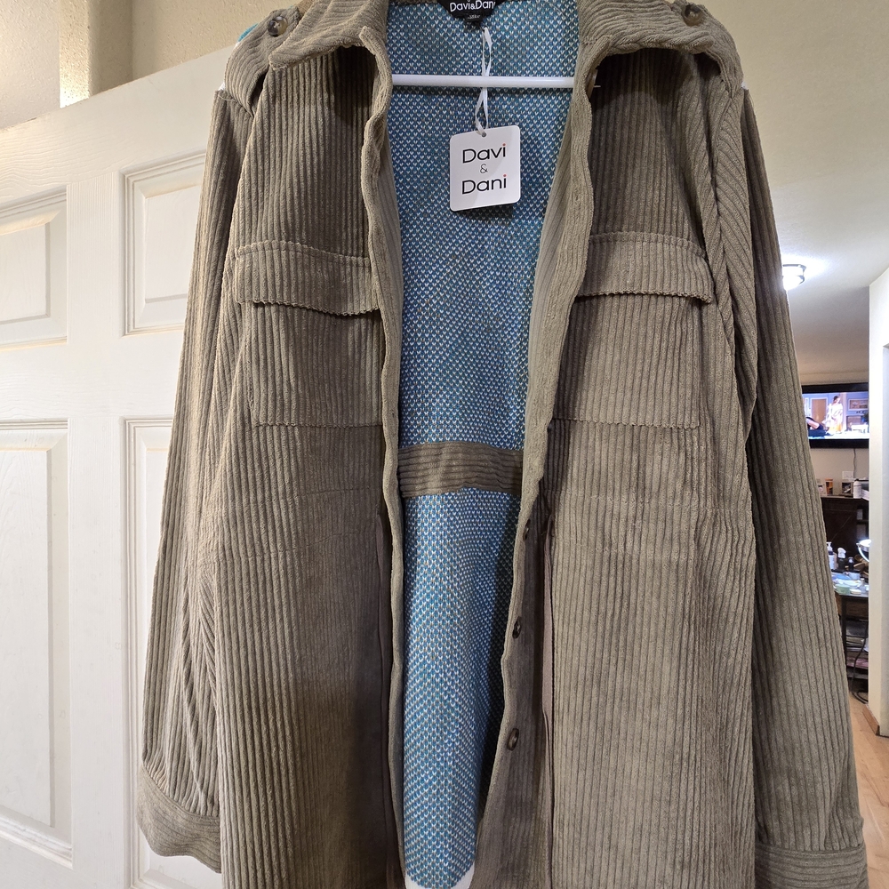 DAVI & DANI Teal and Brown Patterned Blazer - Picture 2 of 3